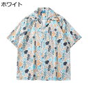 【20%OFFクーポン】アロハシャツ メンズ 半袖 大きいサイズ ゆったり おしゃれ 夏服 カジュアル ビーチシャツ 総柄 薄手 トロピカル ハワイ風 海水浴 男女兼用 半袖シャツ 花柄シャツ 開襟シャツ ugQ-396 ホワイト M~3L(4)