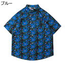 【20%OFFクーポン】アロハシャツ メンズ ハワイ風 ゆったり 半袖 総柄 夏服 薄手 カジュアル ビーチシャツ 大きいサイズ トロピカル 海水浴 男女兼用 半袖シャツ 花柄シャツ 開襟シャツ おしゃれ ugQ-726 ブルー M~3L(4)