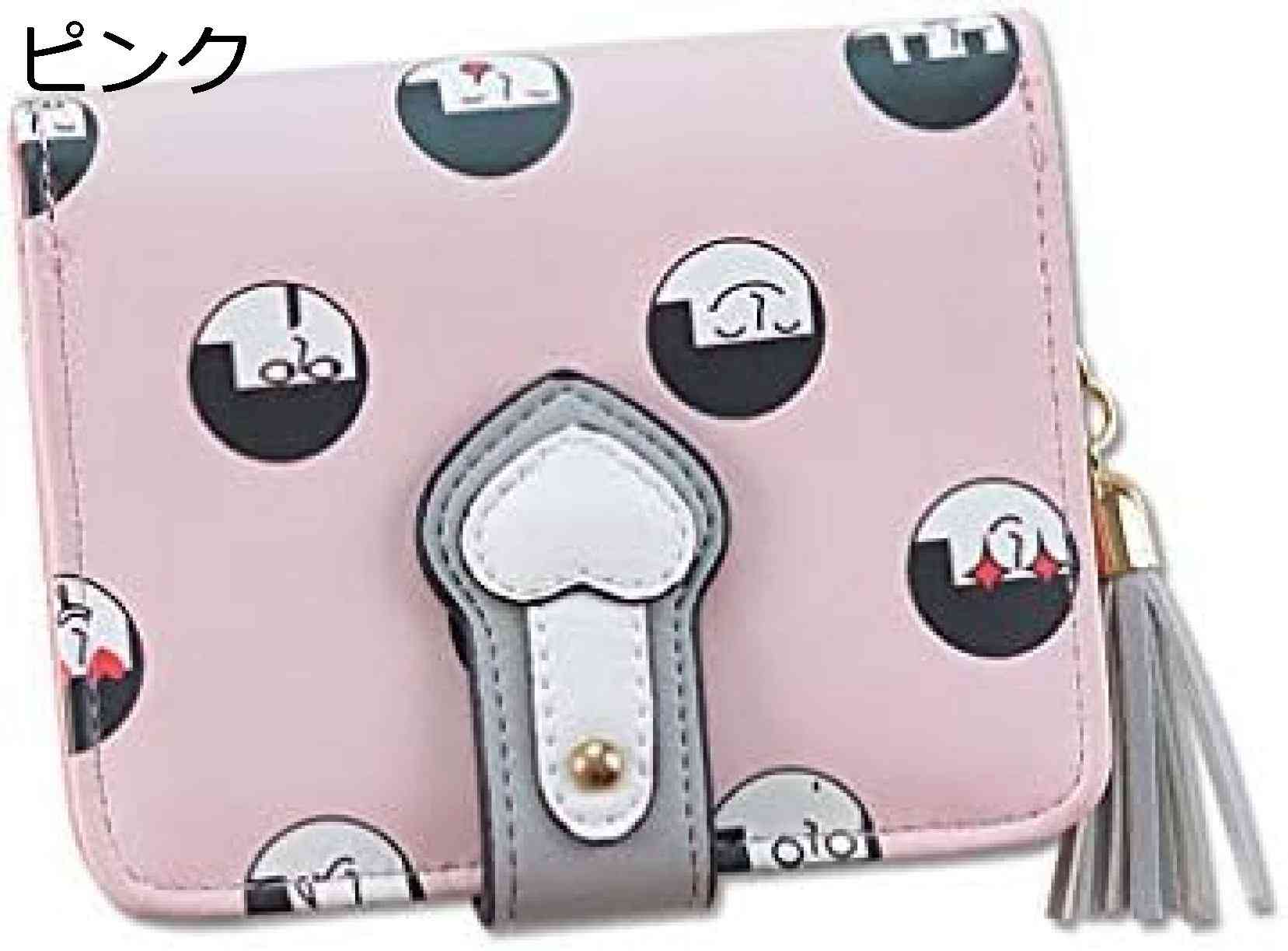 【20%OFFクーポン】ミニ財布 レディース 二つ折り スナップボタン ファスナー 可愛い漫画柄 ウォレット 手のひらサイズ カード、小銭入れ 小さい財布 コンパクト かわいい 仕切り おしゃれ 短財布 軽量 金運アップ 大容量 7色