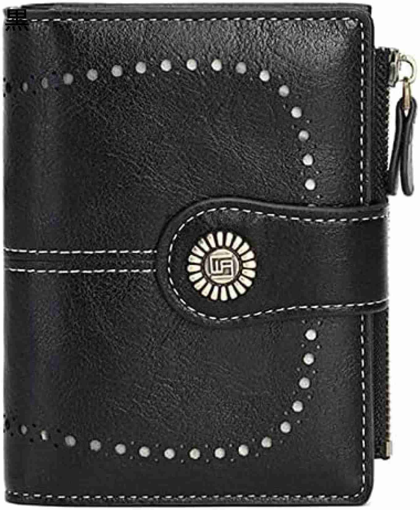 【20%OFFクーポン】ミニ財布 レディース 短財布 PU革製 小銭入れ付 12カード入れ お札入れ 大容量 小型 軽量 多機能 ダブルボタン ダブルファスナー クリスマス 母の日プレゼント 自分用もプレゼント用も最適 黒