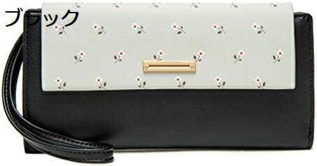 【20%OFFクーポン】長財布 レディース 花 三つ折り カード/お札/小銭入れ かわいい おしゃれ 使いやすい 多機能 大容量 軽量 コンパクト ウォレット 金運アップ 通勤 プレゼント 母の日 誕生日 ブラック