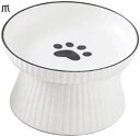 【20%OFFクーポン〜】えさ皿 ペット食器 エサ 皿 食器 ペット用品 猫 陶磁器 フードボウル 浅型 おやつ 浅広口 高い 小型犬 エサ入れ 犬用 ホワイト...