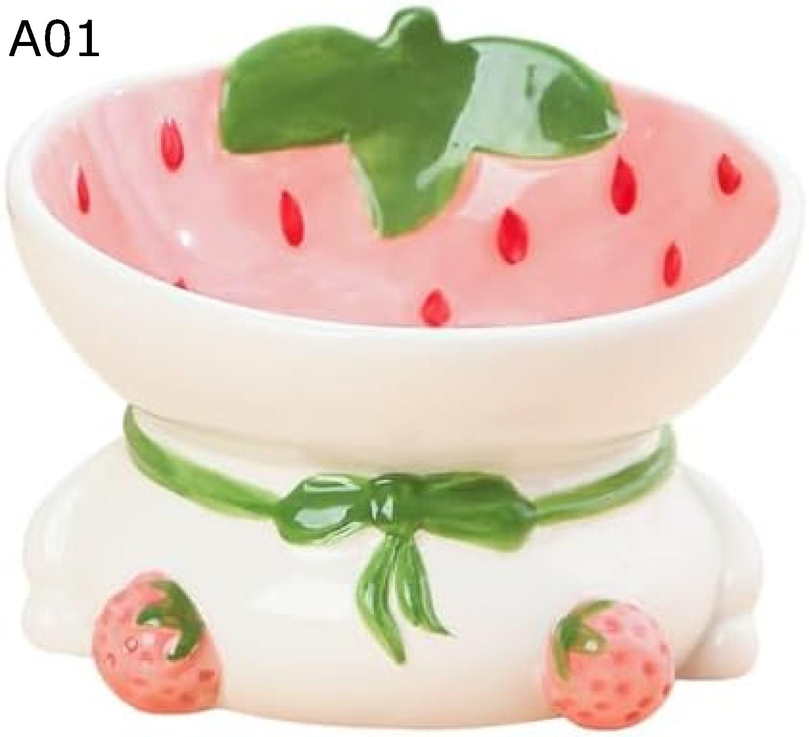 【20%OFFクーポン～】フードボウル 猫 犬 猫用食器 陶器 餌入れ フードボール イチゴ みかん 吐き戻し防止 首や腰の負担を軽減し 脚付フードボウル 食器 ペット 犬猫兼用食器