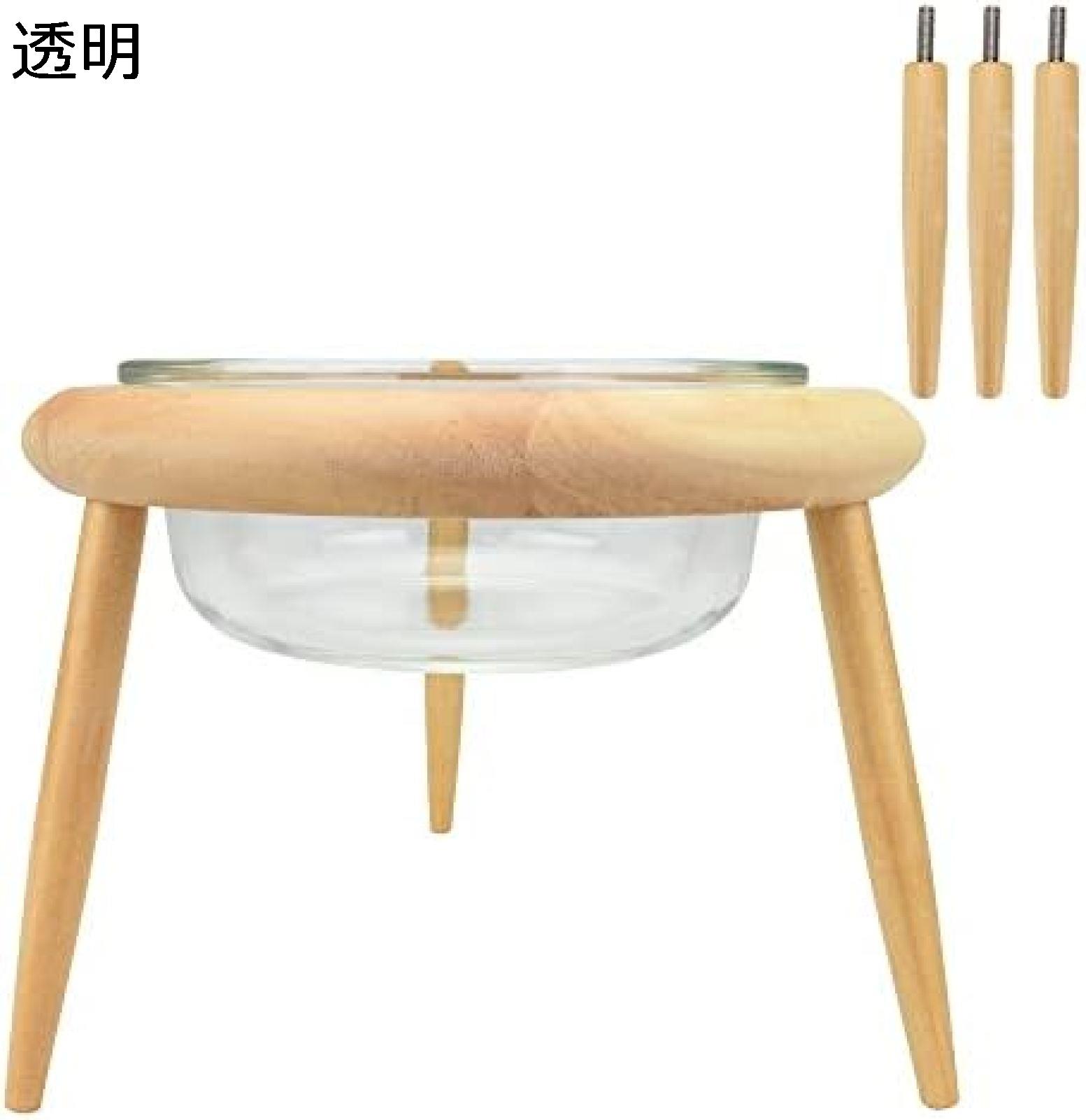 【20%OFFクーポン〜】ペットボウル フードボウル 水飲み エサ 木製 ガラス 取り外し可能 高さ調節可能 ..