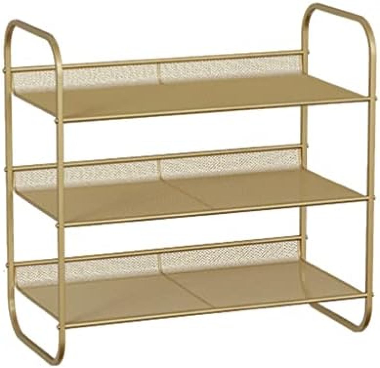 【20%OFFクーポン～】靴棚 3層グリッドシューラックブラックシューラックオーガナイザーシューズタワーシェルフメタル安定スタッカブルシューラック玄関、クローゼット、廊下用 靴箱靴収納オーガナイザー (Color : Gold