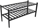 【20%OFFクーポン〜】2段シューズラック 積み重ね可能 防水 変形防止 木製シューズラック 自立シューズラック バルコニー用 ブラック