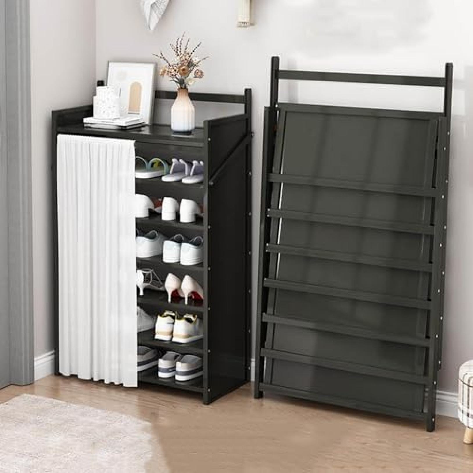 【20%OFFクーポン〜】収納シューズキャビネット 靴入れ 棚 自立型シューズラック 折りたたみ式シューズ..