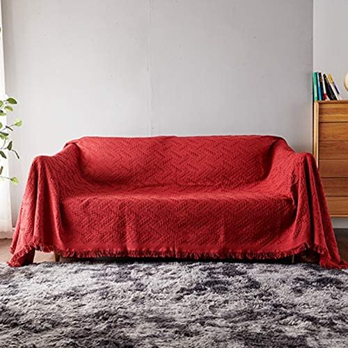 【20%OFFクーポン〜】マルチカバー 北欧風 ソファーカバー 長方形 レッド おしゃれ フリンジ付き ブランケット シンプル 1人掛け 2人掛け 毛布 テーブルクロス テーブル掛け 両面使える 130*180 四季通用 大判