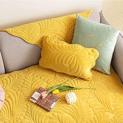 【20%OFFクーポン〜】キルティング ソファカバー ベロア ジャカード ソファーカバー フリーサイズ ペット 犬 ノンスリップ イエロー ソファ 家具プロテクター ホットカーペット対応 70*180cm 1人掛け 2人掛け [2]