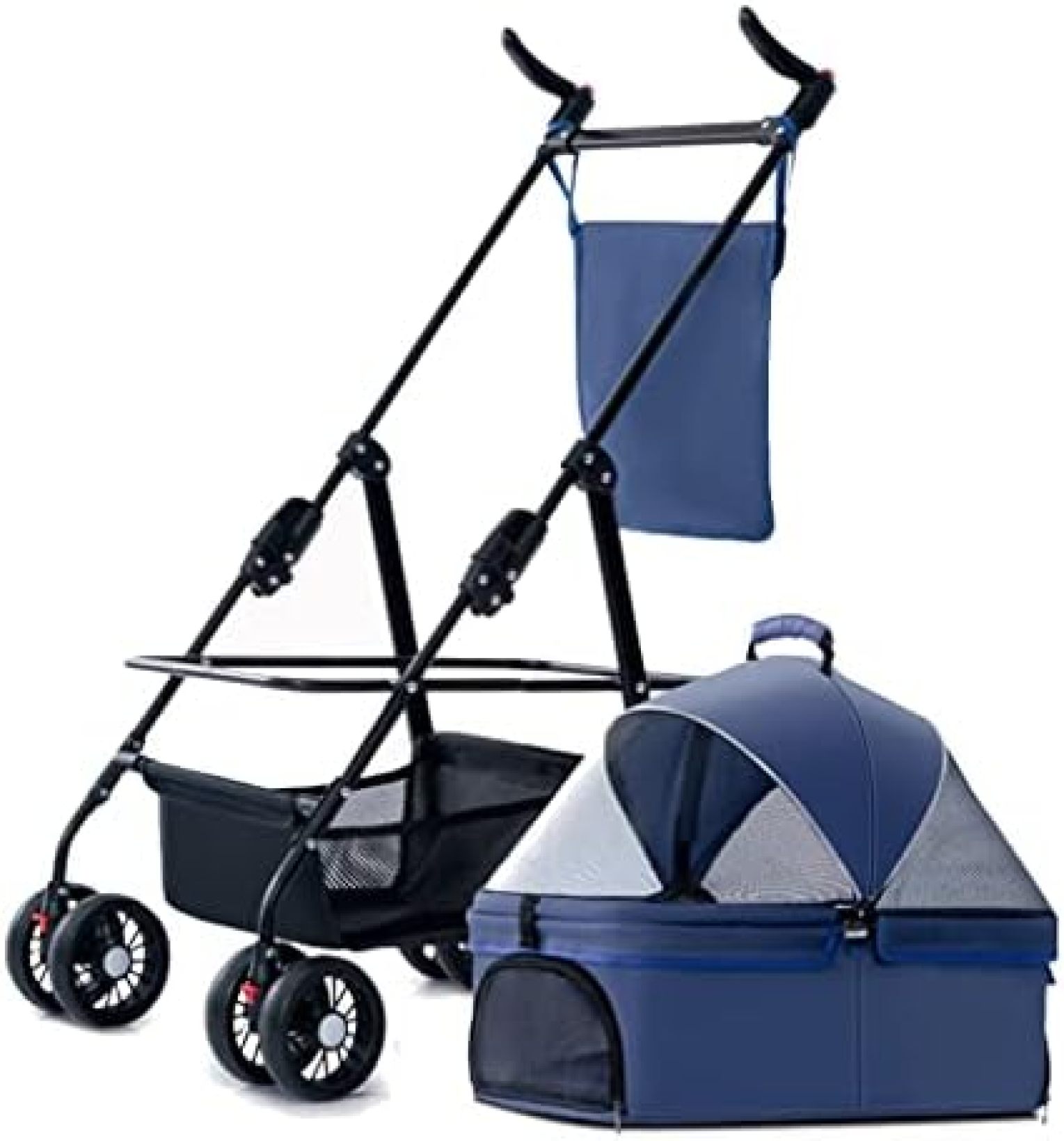 【20%OFFクーポン〜】小型犬用犬用ベビーカー、20kg以内の中小型犬用ペット用猫用犬用ベビーカー分離可能なキャリア、調節可能な日よけ付きペット用犬用ベビーカー、ジッパーレスエントリー