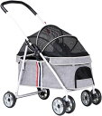 【20%OFFクーポン〜】ペットカート ペット用ベビーカー 犬用ベビーカー 猫用ベビーカー 小型犬用犬用ベビーカー ペット用猫用ベビーカー ジッパーレスエントリーカート用犬バギー 調節可能な日よけ付き犬用ベビーカー(4)