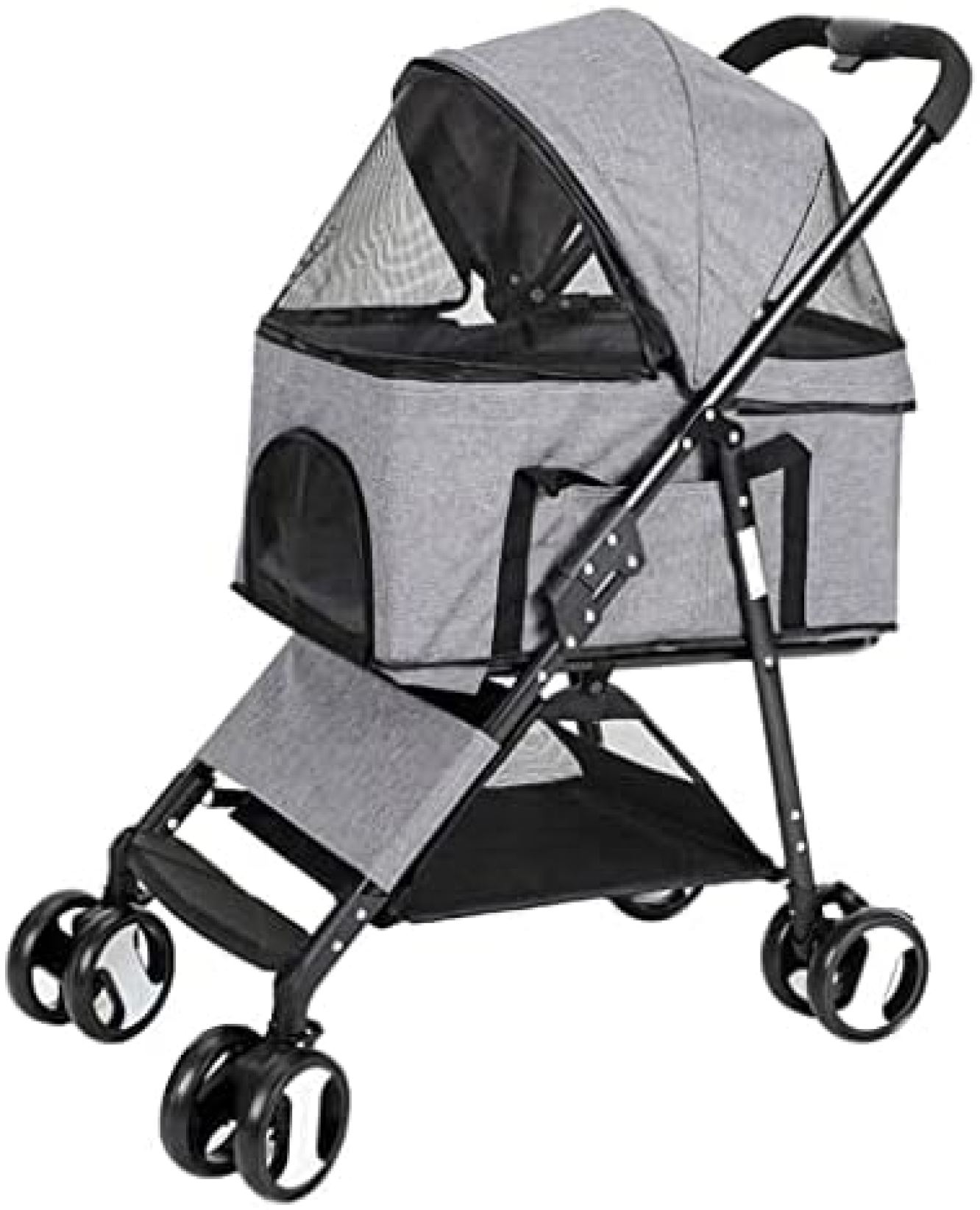 【20%OFFクーポン〜】ペットカート ベビーカー バギー 犬 猫 多頭 犬カートまたはケージペットトロリー - 犬または猫用の高級ペットベビーカー 簡単に折りたたみ可能な4輪旅行ペット積載量33ポンド