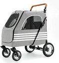 【20%OFFクーポン〜】大型ペットカート ペットカート ベビーカー バギー 犬 猫 多頭 大型スペースカート 屋外折りたたみカート 大容量(4)