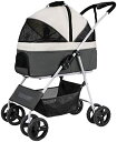 【20%OFFクーポン〜】ペットカート ベビーカー バギー 犬 猫 多頭 ペットストローラー 4ホイールペットのベビーカーの猫犬ケージベビーカートラベルセパレートライト折りたたみ猫アウトポータブルカートキャリア 犬用ストローラ(4)