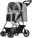 【20%OFFクーポン〜】ペットカート ベビーカー バギー 犬 猫 多頭 猫バギー 中型小型犬用ペットストローラー 犬用ストローラー 取り外し可能なキャリア付 ...