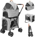 【20%OFFクーポン〜】ペットカート 2段式の上下段セット 多頭 猫 犬 小型犬 中型犬 取り外し 分離 軽量 お出かけ 多機能 耐荷重(約) 上段10KG ...