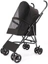 【20%OFFクーポン〜】ペットカート ベビーカー バギー 犬 猫 多頭 犬用トロリーピンクペットトラベルベビーカー 折りたたみ式四輪トロリーサスペンション転流...