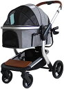 【20%OFFクーポン~】ペットカート 折りたたみ 犬用ベビーカー 4輪 ペットキャリー 中型犬 小型犬 猫犬兼用 前輪360°回転 後輪ブレーキ付 組み立て簡単 介護用 ペットバギー 最大積載量15kg
