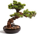 【20%OFFクーポン】室内装飾用の人工観葉植物 17インチの人工盆栽松の木、フェイク鉢植えの植物デスクディスプレイフェイクツリー、セラミック植木鉢の装飾品、盆...