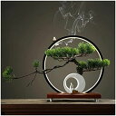 【20%OFFクーポン】人工観葉植物 12インチ人工盆栽居心地の良い松の木、シミュレーション鉢植えの植物の創造性盆栽、リビングルームの装飾(クリーニングブラシ付...