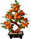 【20%OFFクーポン】人工観葉植物 卓上盆栽の木の翡翠オレンジの木の木工翡翠盆栽の創造的なハイエンドオレンジの木の装飾品のための家のオフィスの富の装飾 人工盆...