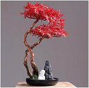 【20%OFFクーポン】人工観葉植物 人工盆栽の木の赤いカエデの葉の白い陶磁器の小さな僧侶ロッキー小石オフィス研究のリビングルームの装飾 人工盆栽