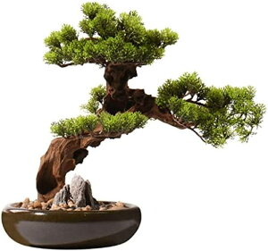 【20%OFFクーポン】人工観葉植物 人工植物17インチの背の高い歓迎の松の植物植物植物禅ガーデンのリビングルームの装飾フェイク植物盆栽ホテルデスクトップ飾り 人工盆栽