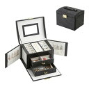 【20%OFFクーポン〜】ジュエリーボックス アクセサリーケース 鏡付き ジュエリー収納 宝石箱 大容量 鍵付き 引き出し おしゃれ 小物入れ ピアス ネックレス リング 指輪置き 女の子 女性用(4)