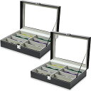 【20%OFFクーポン〜】サングラスオーガナイザー レザーサングラスボックス 8スロット メガネ収納トレイ 眼鏡ディスプレイホルダー コレクター用 2個