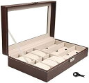 【20%OFFクーポン〜】アイウェア収納ボックス、 水平ロックブラウンPuのメガネ展示箱メガネケースウォッチボックス多機能メガネケースウォッチ収納ボックス 眼鏡...