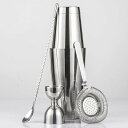 【20%OFFクーポン〜】カクテルシェーカーセット ステンレス製 4点セット 銀色 850ml/550ml 練習 バーテンダー ワイン 酒 バー用 ホーム キッ...