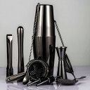 【20%OFFクーポン〜】カクテルシェーカーセット ステンレス製 10点セット 黒色 850ml/550ml 練習 バーテンダー ワイン 酒 バー用 ホーム キ...