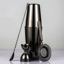 【20%OFFクーポン~】カクテルシェーカーセット ステンレス製 4点セット 黒色 850ml/550ml 練習 バーテンダー ワイン 酒 バー用 ホーム キット カクテル 業務用 自家製 バーテンダー 最高ツール ギフト カ