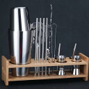 【20%OFFクーポン〜】カクテルシェーカーセット ステンレス製 10点セット 750ml 練習 バーテンダー ワイン 酒 バー用 ホーム キット カクテル 業...