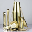 【20%OFFクーポン〜】カクテルシェーカーセット ステンレス製 10点セット 金色 850ml/550ml 練習 バーテンダー ワイン 酒 バー用 ホーム キ...