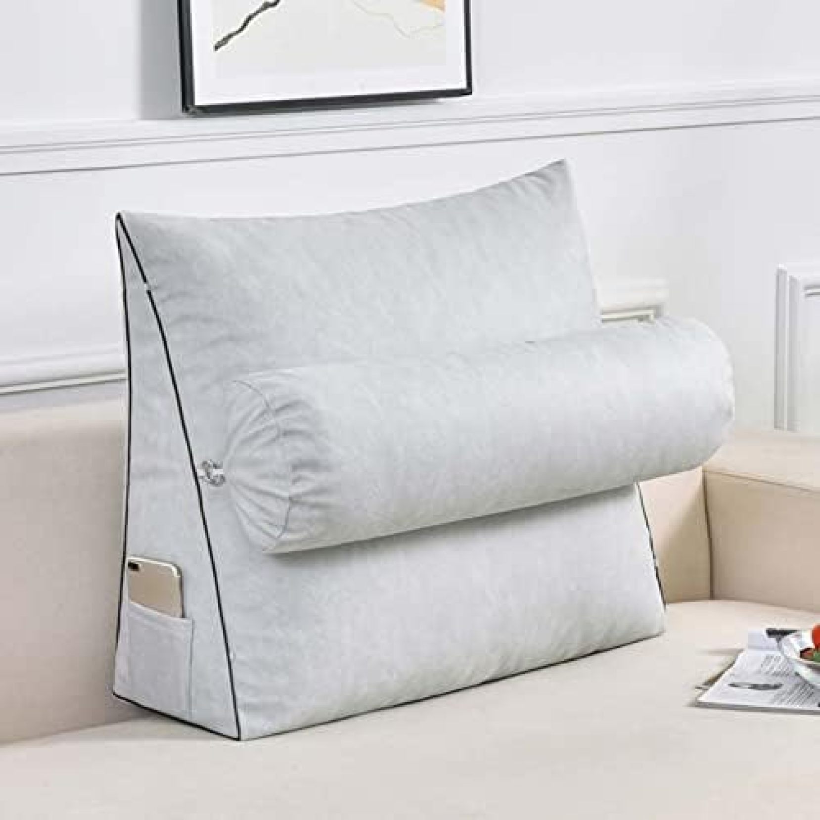 【20%OFFクーポン】背もたれ 60*50*20cm クッション ベッド 三角クッション ソファークッション 読書 腰枕 ベッド用 リラックスクッション 三角枕 傾斜 枕 テレビ 座椅子 インテリア ヘッドウェッジ枕 ベッ