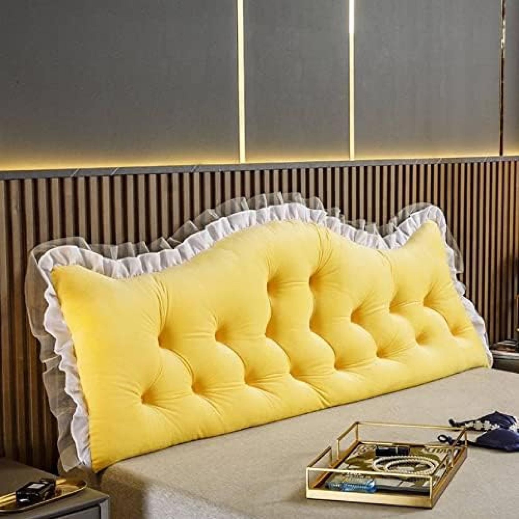 【20%OFFクーポン】ウェッジクッション 読書枕 120*50cm 柔らかい 着脱式 イエロー 背もたれクッション..