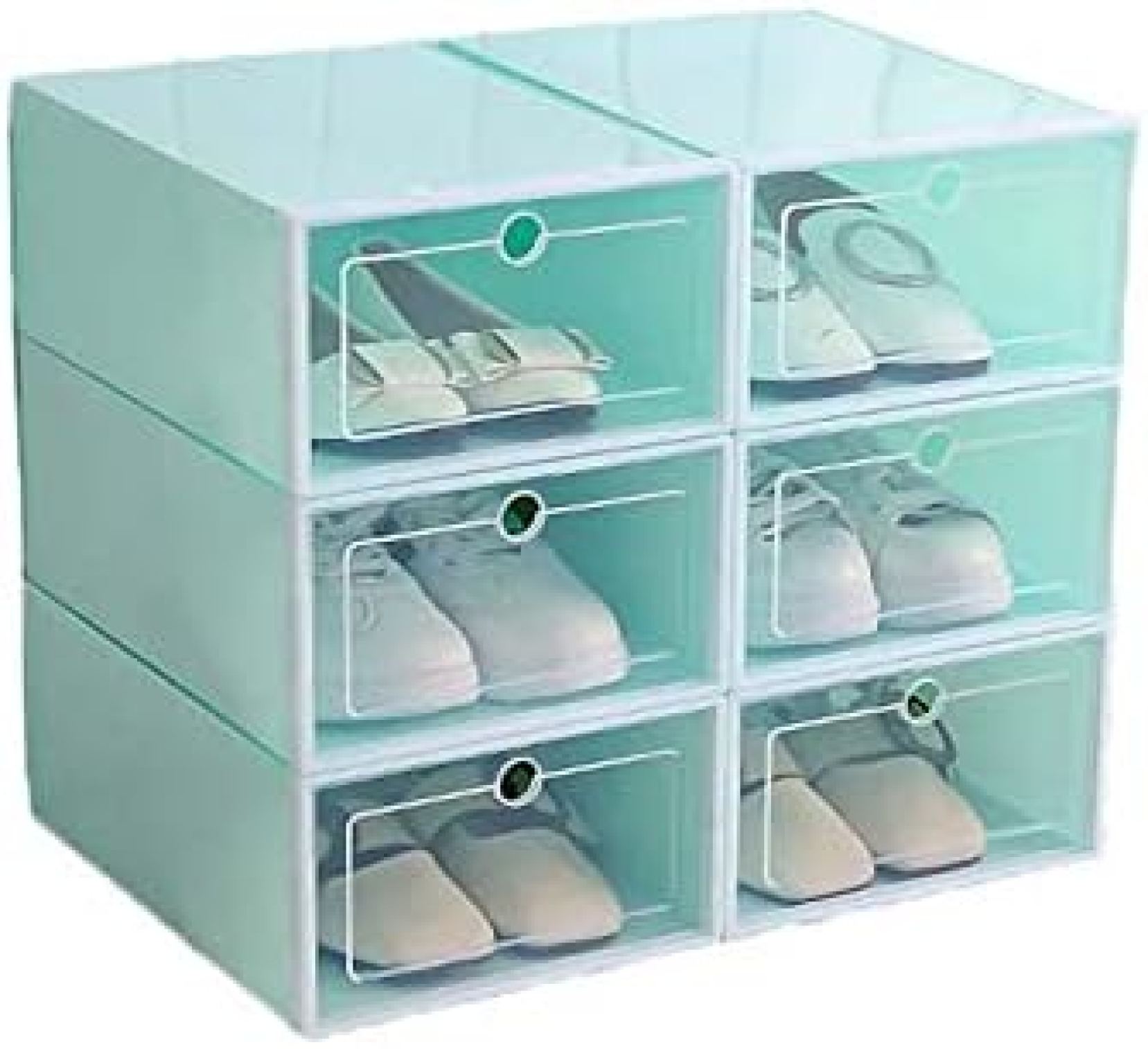 【20%OFFクーポン〜】靴箱 積み重ね可能 折りたたみ式 シューズオーガナイザー 引き出し収納 ケースシューズボックス用 クリア 積み重ね可能 6個