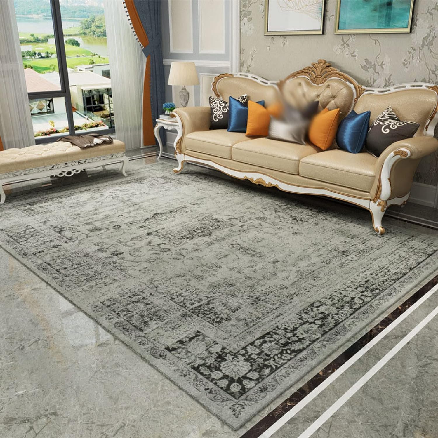 【20%OFFクーポン】ラグ アンティーク 80*160 風 絨毯 おしゃれ 花柄 ウィルトン織り じゅうたん カーペット カラー アクセントラグ ラグマット リビングマット 軽量 折りたたみ 防音 滑り止め 柔らか 床暖房