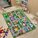 【20%OFFクーポン】キッズマット ラグ 子供 カーペット プレイマット 道路 道路柄 地図マップ 知育玩具 子供部屋 ベビー 知育 フロアマット 80x12...