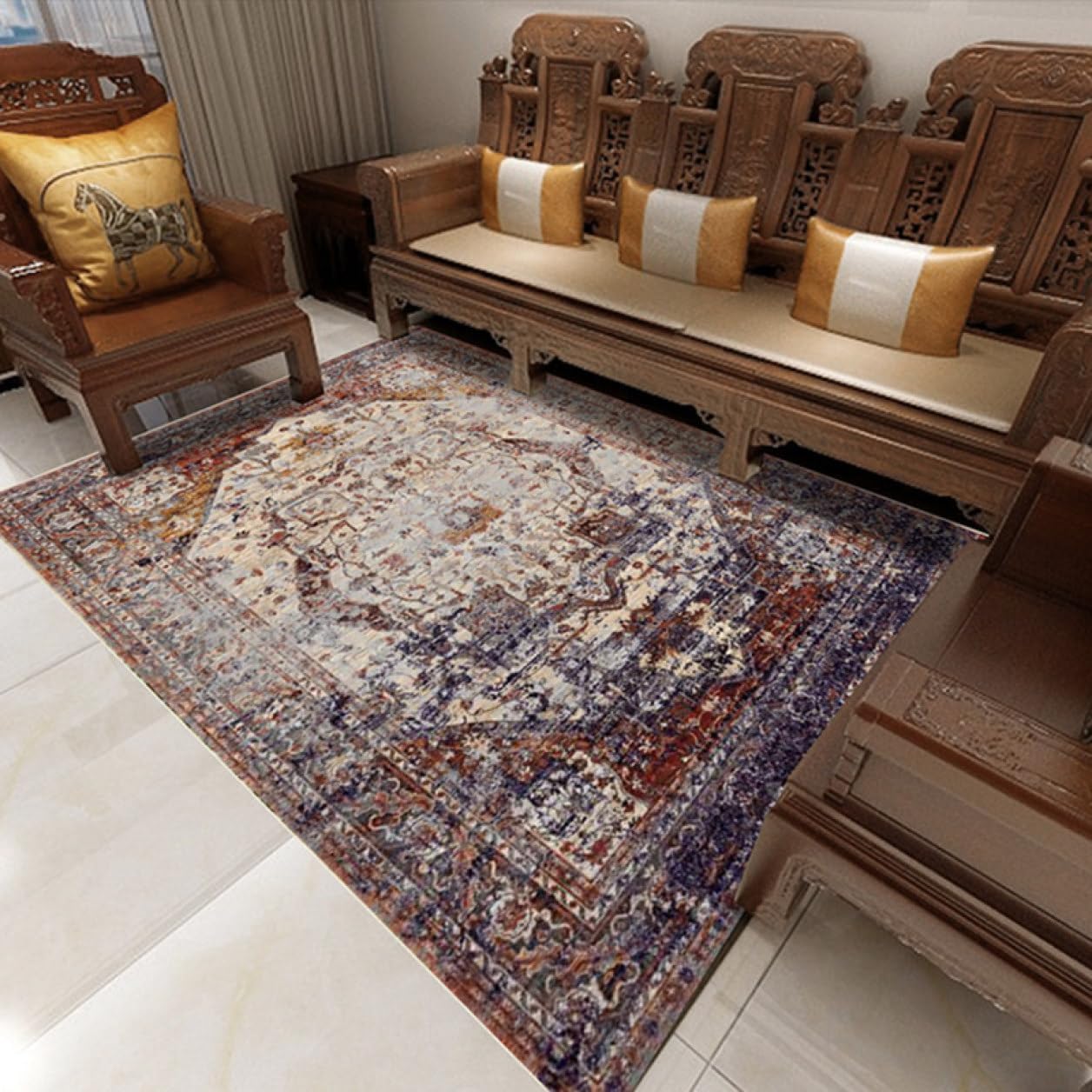 【20%OFFクーポン】ラグ ヨーロピアン風 北欧風 カラー14 リビング ダイニング 和室 洋室 居間 寝室 長方形 春 夏 秋 冬 おしゃれ カーペット ラグマット 40*60cm クラシック アンティーク レトロ 玄関