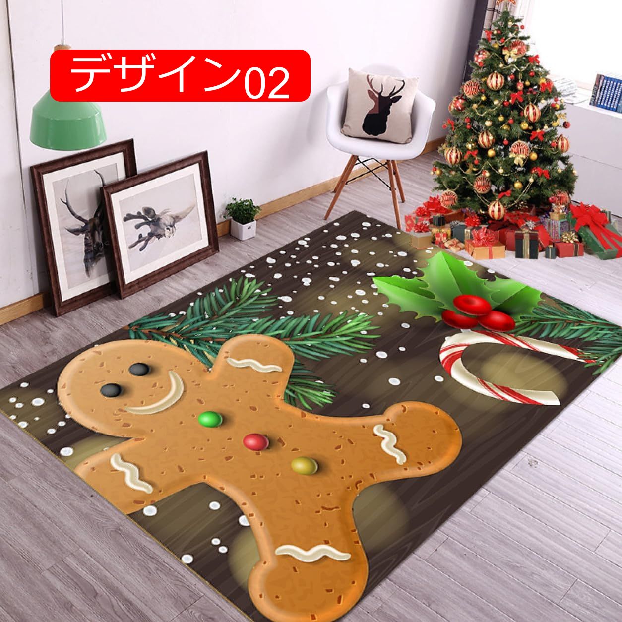 【20%OFFクーポン】クリスマスパーティーラグ カーペット インテリア 軽量 滑り止め付 冷房対策 春夏 秋冬 クリスマス 長方形 新年 新生活 おしゃれ デザイン03 リビング対応 昼寝 80*120cm 静電気防止 掃