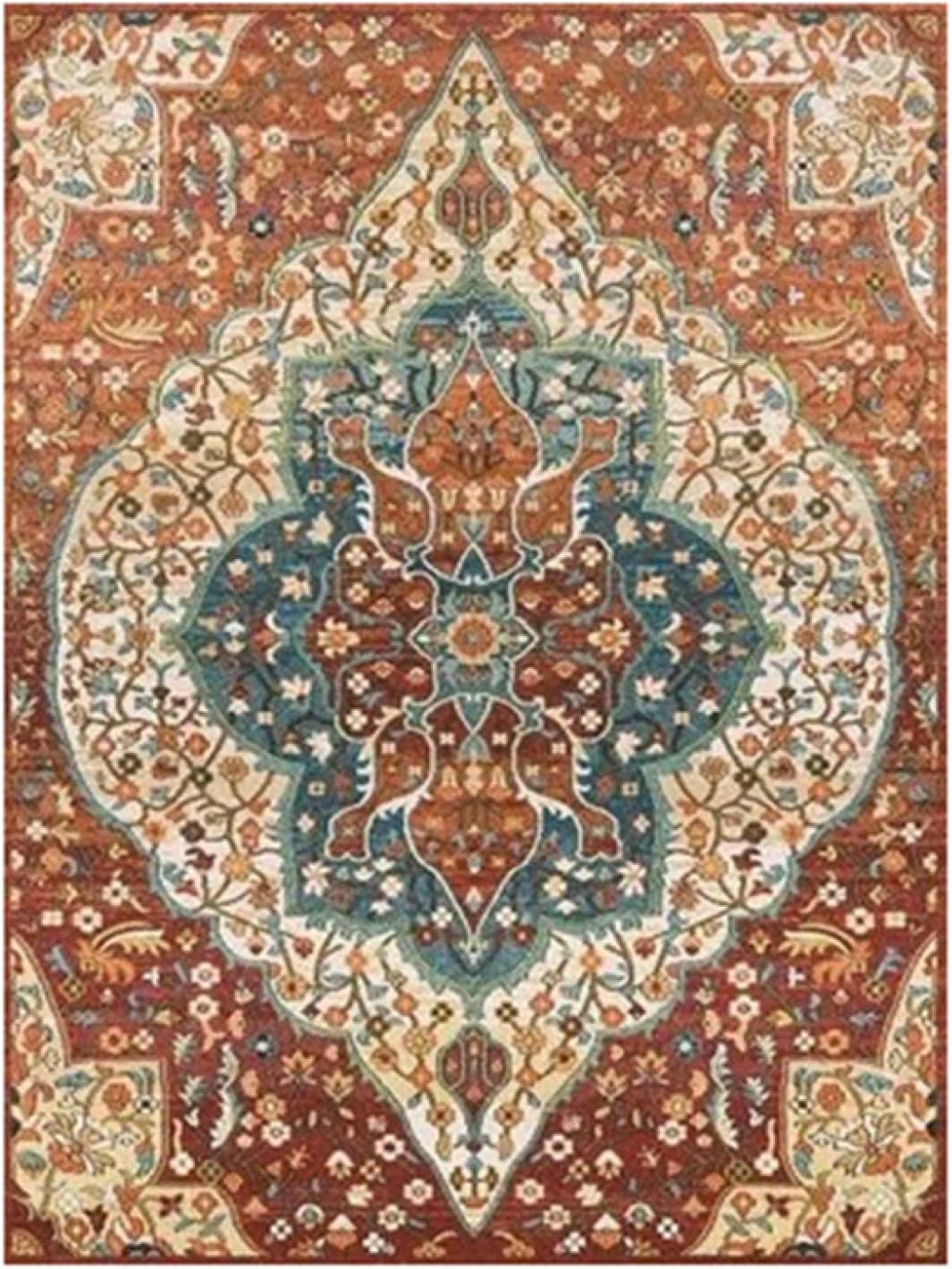 【20%OFFクーポン】北欧 ラグマットじゅうたん 大きいサイズ 用 ヨーロピアン ラグ アンティークカーペットモロッカン柄 カラー ラグ ペルシャ絨毯 柄 オリエンタルスタイル 滑り止め付き 80x120 洗える オールシ