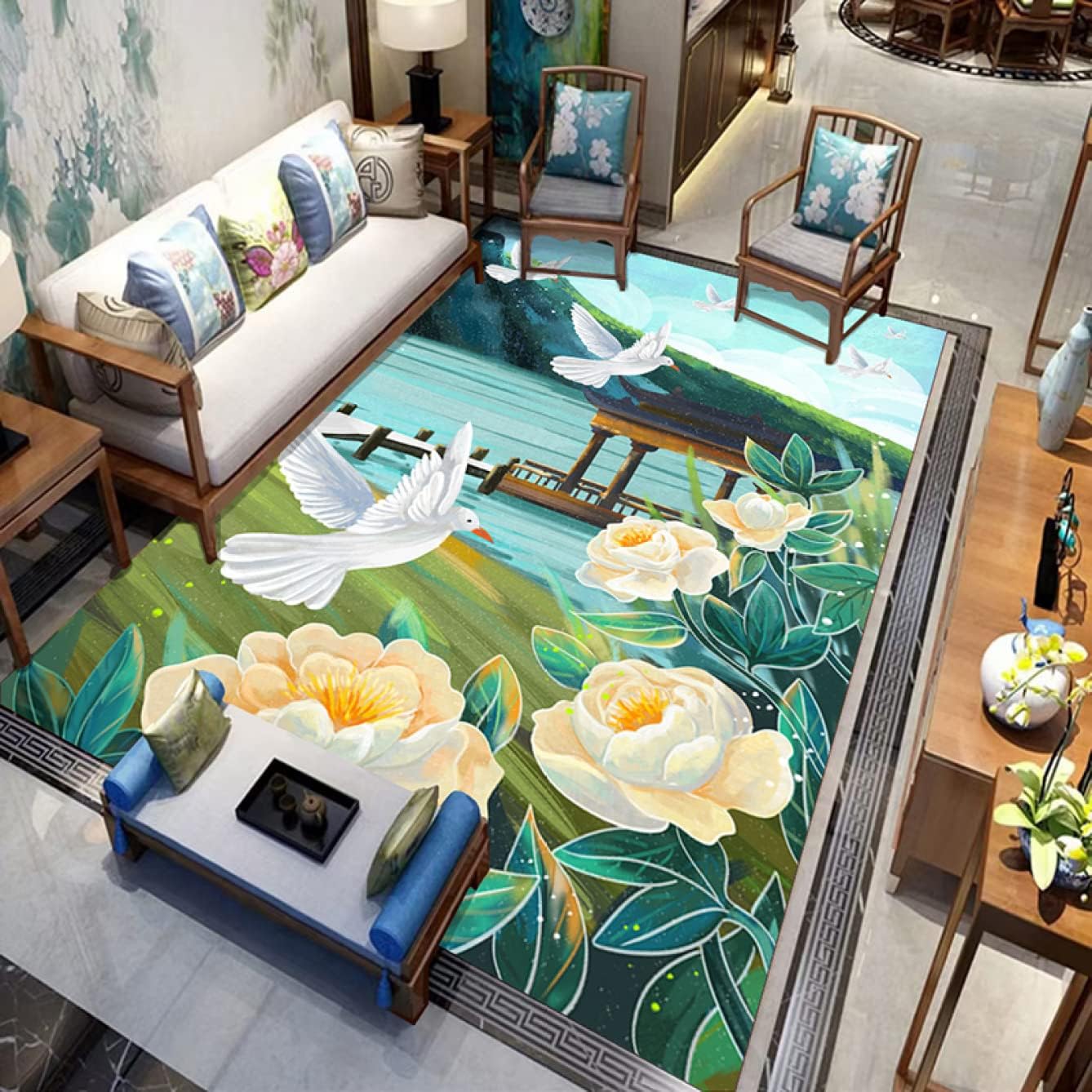 【20%OFFクーポン】洗える ラグ カーペット ペルシャ風 薄手 ラグマット 畳 ラグ ネイティブ柄 デスク下カーペット センターラグ アジアン 中華風 カラー アンティーク 玄関マット ラグマット 防音 抗菌 40*60