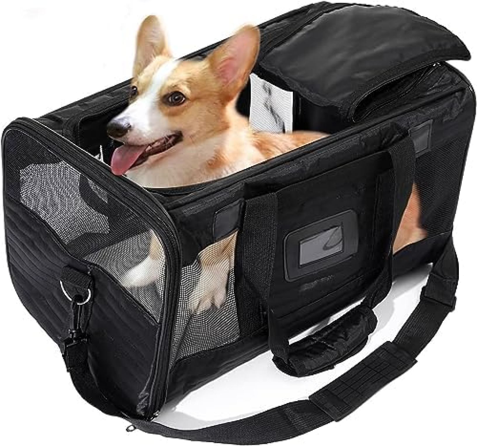 【20%OFFクーポン〜】犬用トラベルキャリーバッグ、猫と小型犬のバックパック、 大型猫?小型犬用ペットキャリーバッグ、3面メッシュ、通気性と耐久性、軽量で持ち運びが簡単車/旅行/災害避難用 ペットバッグ/屋外ペット用品 (L