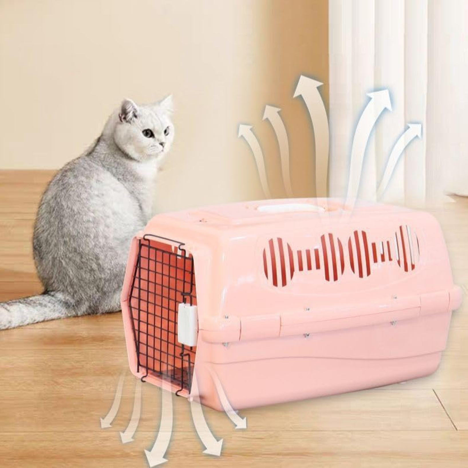 【20%OFFクーポン〜】ペットキャリー 猫 キャリー 超小型犬?猫用 2サイズ エアトラベルキャリー おでかけに 通院 キャットキャリー 軽量 ペット用クレート 持ち運び ペットハウス ペット用キャリーケース オレンジ) 2