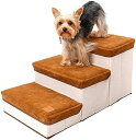 【20%OFFクーポン】収納スタイル 犬用階段 ペット用階段 ホームソファまたはベッド用の3層スポンジステップ ベルベットとコットン生地、上下にアクセス可能 6...