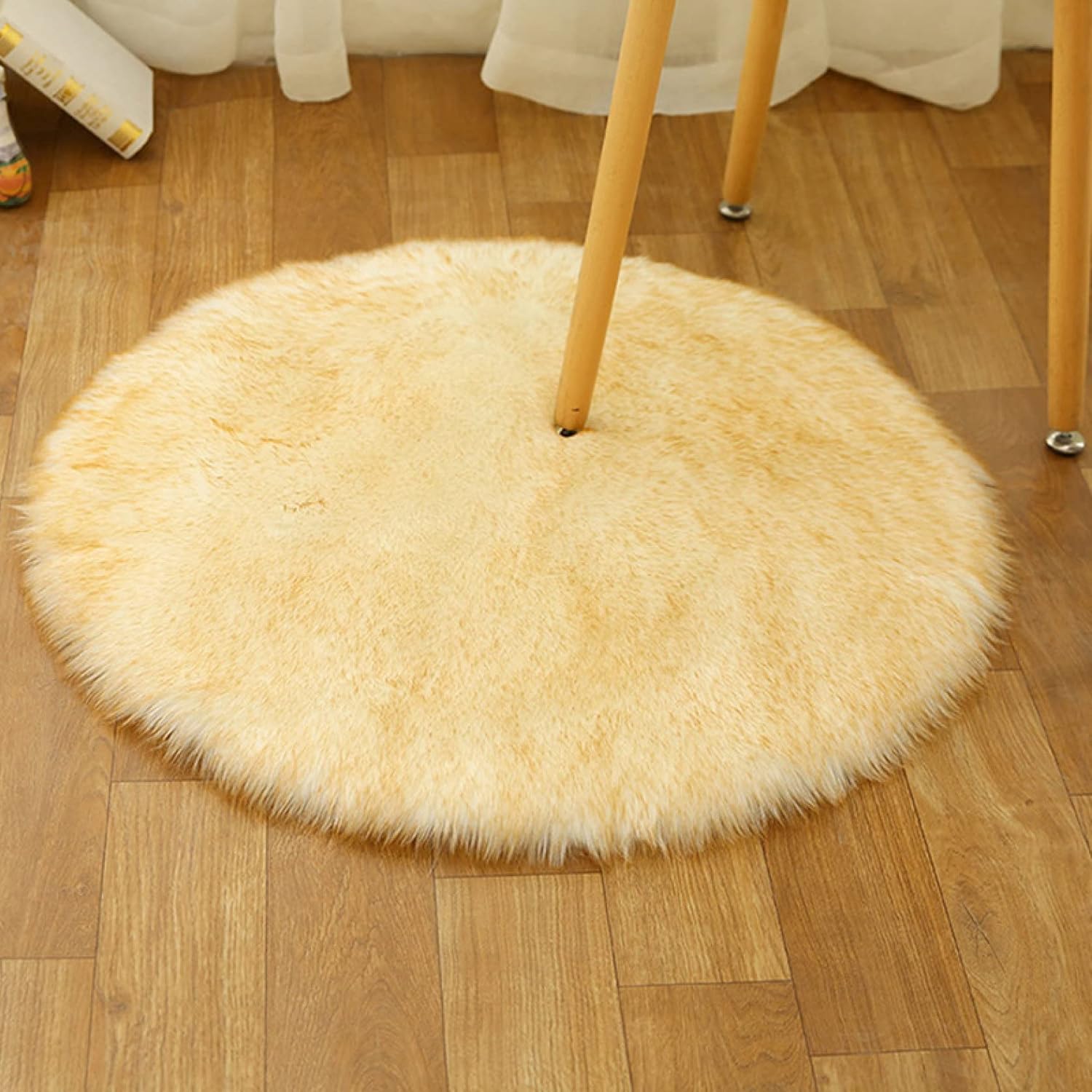 【20%OFFクーポン】ムートン ラグマット ベッドルームラグ 丸型 ムートンマット 人工ウールマット フェ..