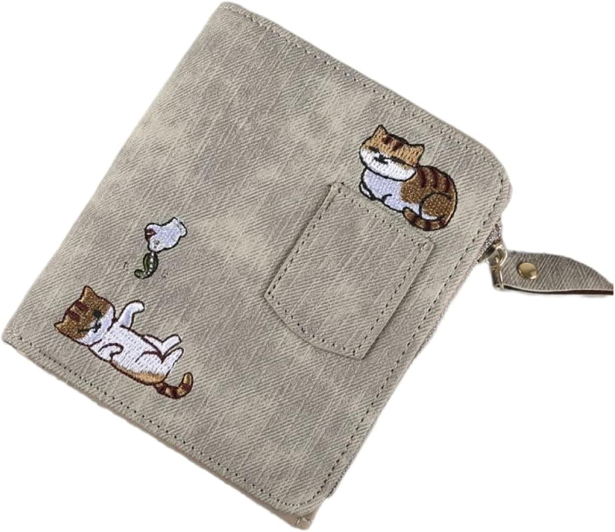 【20%OFFクーポン】財布 レディース ミニ財布 2つ折り 猫柄 ファスナー ボタン 大容量 小銭入れ カード入れ 多機能 使いやすい スキミング防止 軽い ウォレット コインケース かわいい おしゃれ プレゼント 誕生日