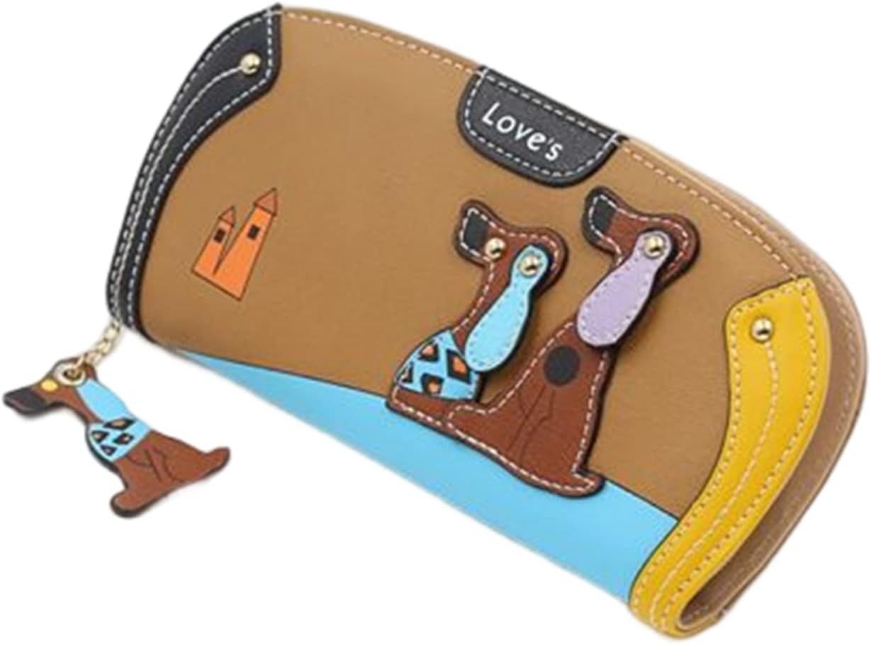 【20%OFFクーポン】犬柄 長財布 学生 レディース 大きい 英字柄 バイカラー ファスナー 財布 大容量 お手頃 多機能 取り出しやすい 中仕切り有り カード入れ 小銭入れ スキミング防止 ウォレット かわいい ファッシ